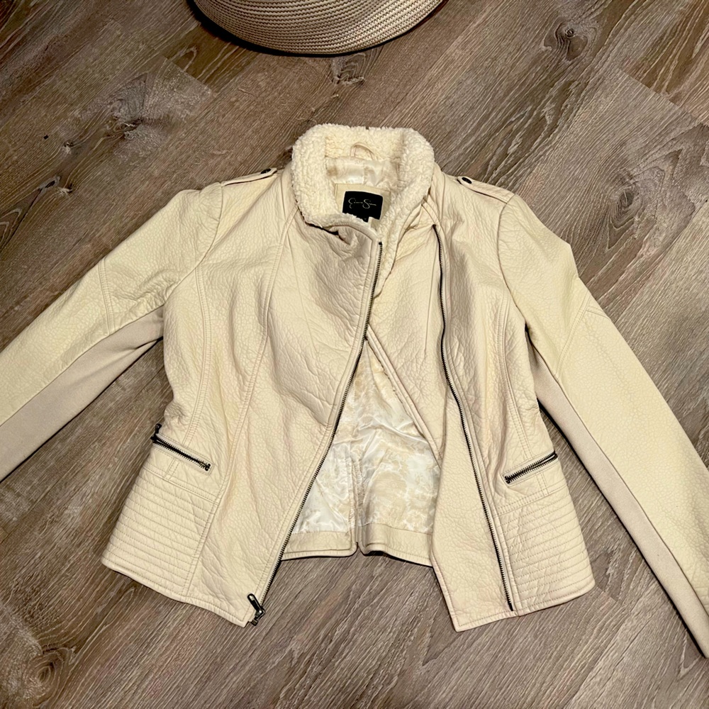 Jessica Simpson faux leather Sherpa jacket